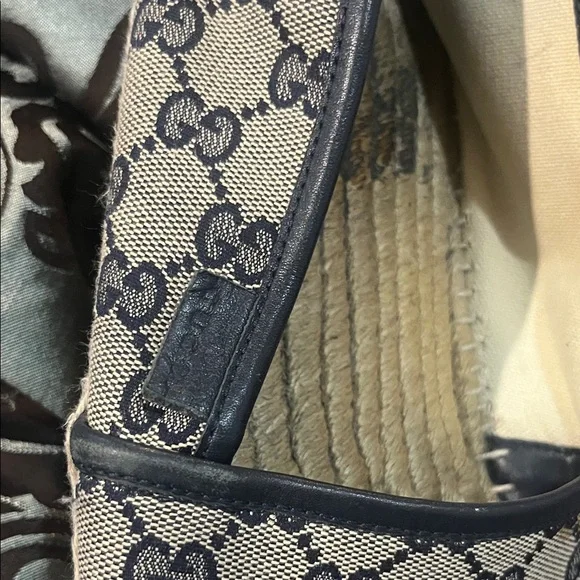 Gucci Beige and Blue Logo Espadrilles WORN size 10.5 men’s - Picture 11 of 13